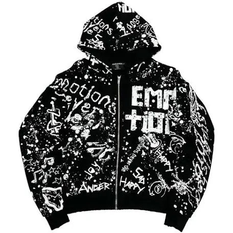 Mixed Emotions “Graffiti” Zip Up Hoodie (Black)