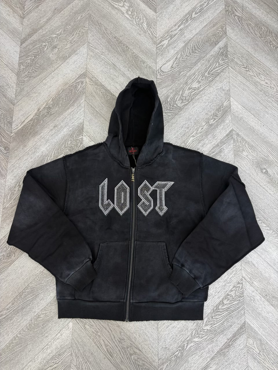 Lost intricacy Logo Zip Up Hoodie Black