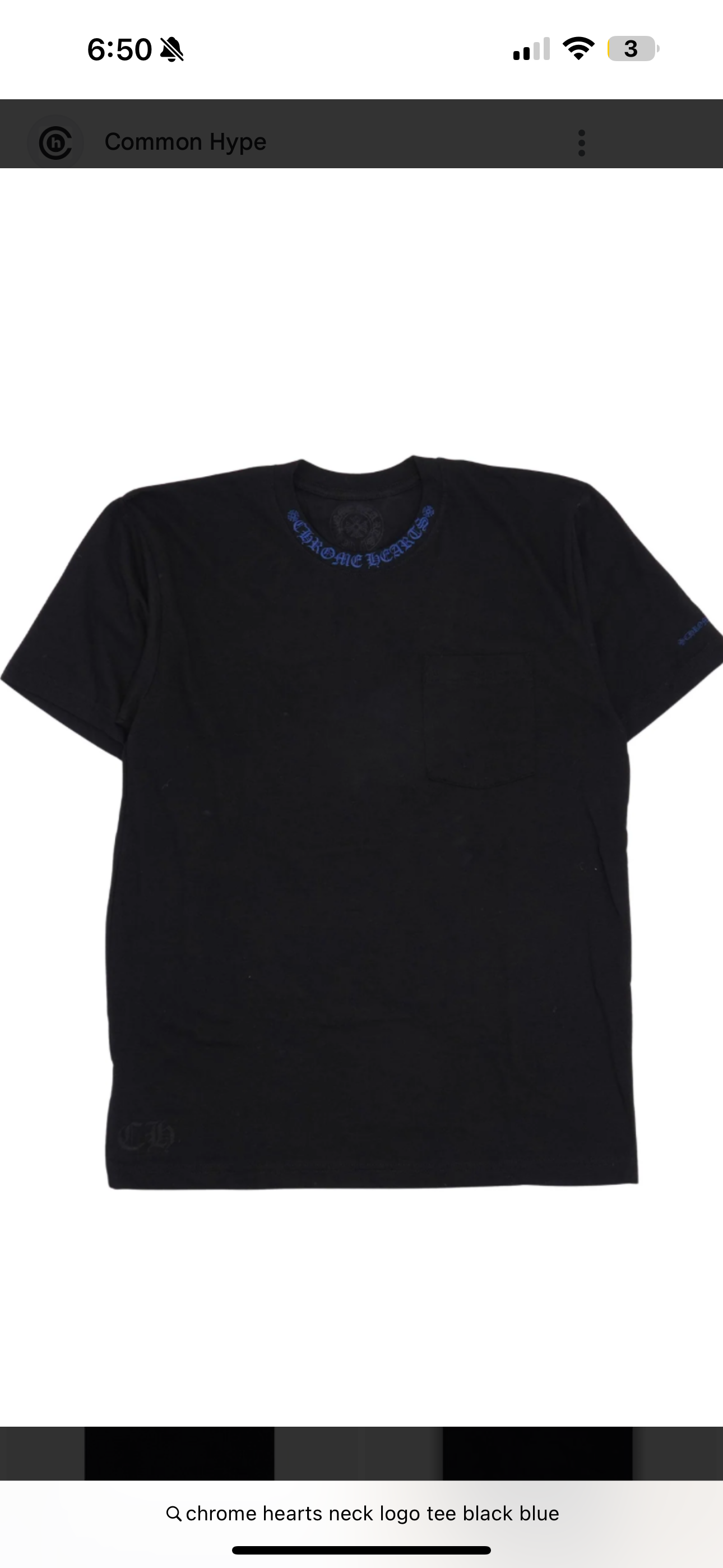 Chrome Hearts Neck Logo tee (Black/Blue)