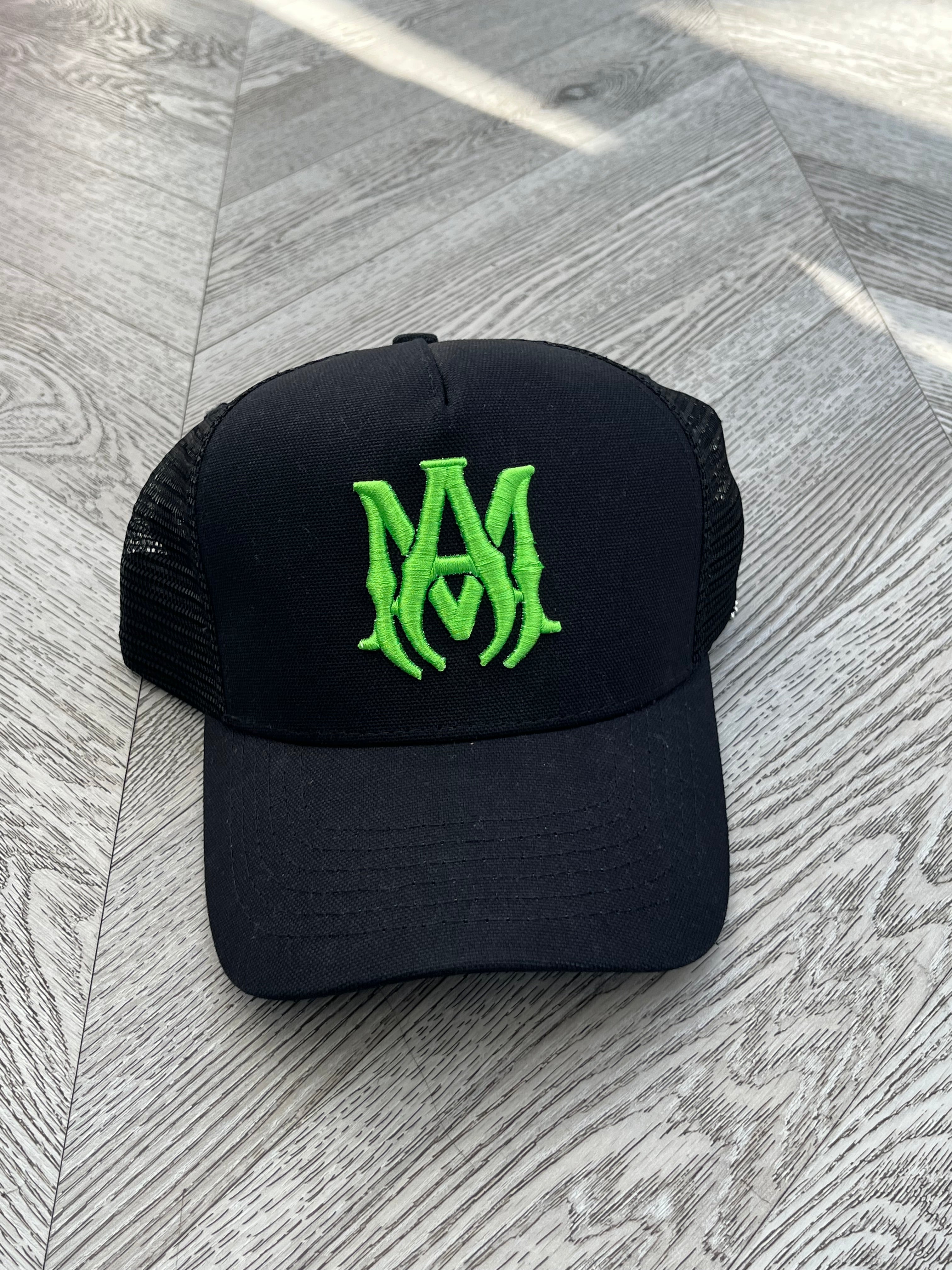 Amiri MA Trucker Logo Hat (Black/Green)