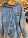 Gallery department zip up tie dye light blue