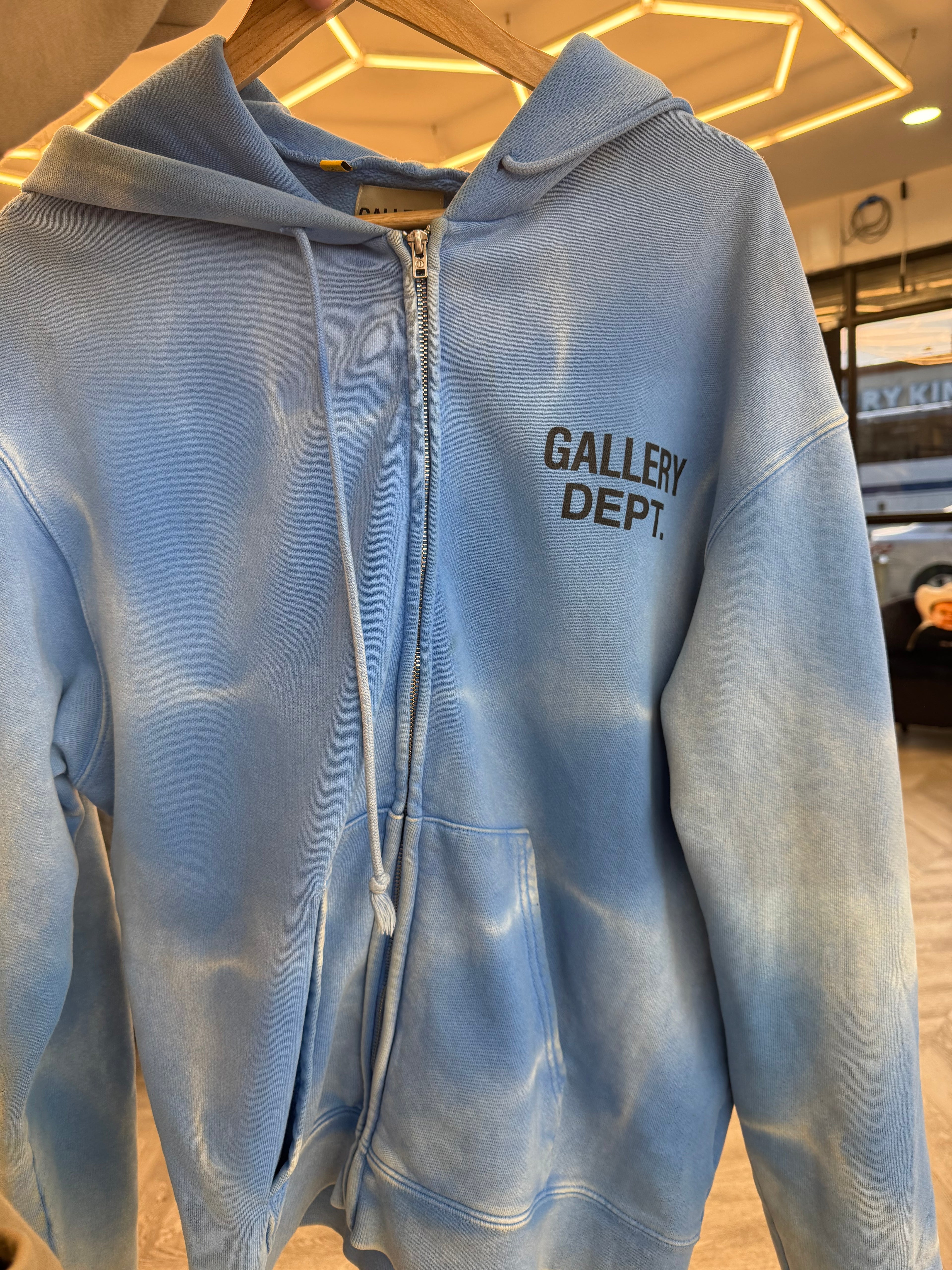 Gallery department zip up tie dye light blue