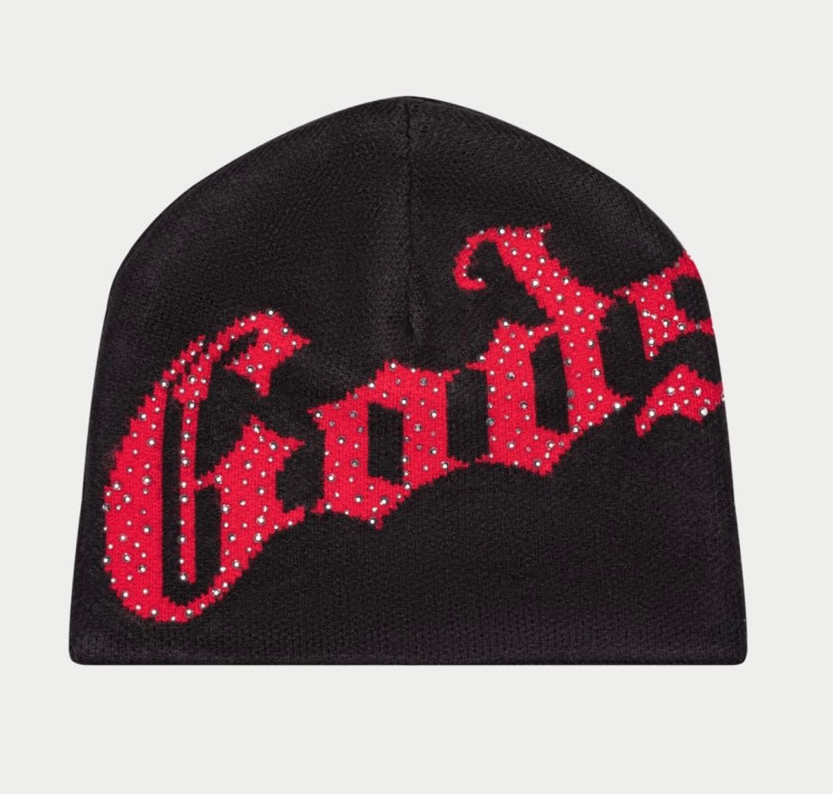 Godspeed studded logo beanie (black/red)