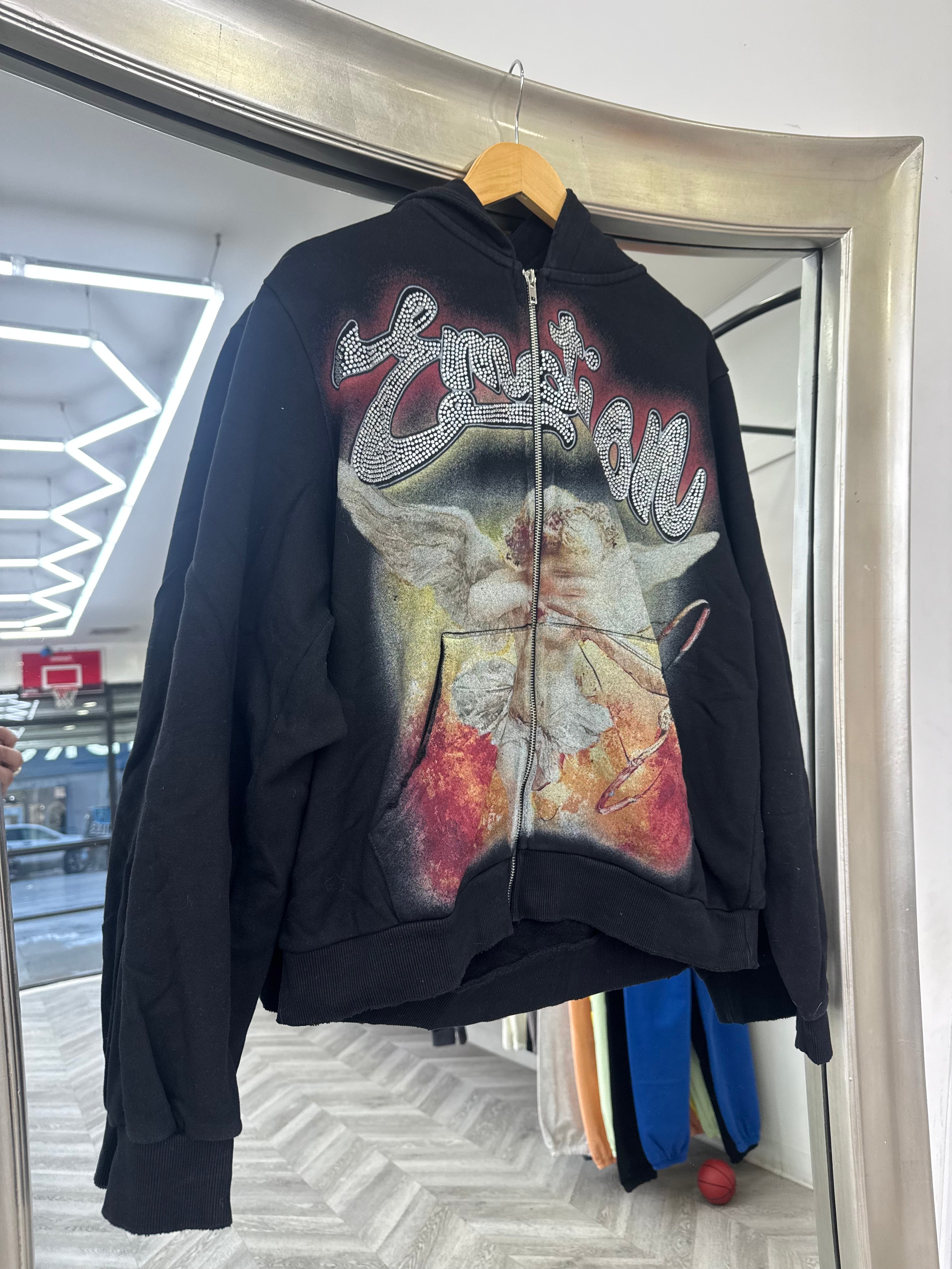 Mixed Emotions “Angel” Zip Up hoodie (Black/Red)