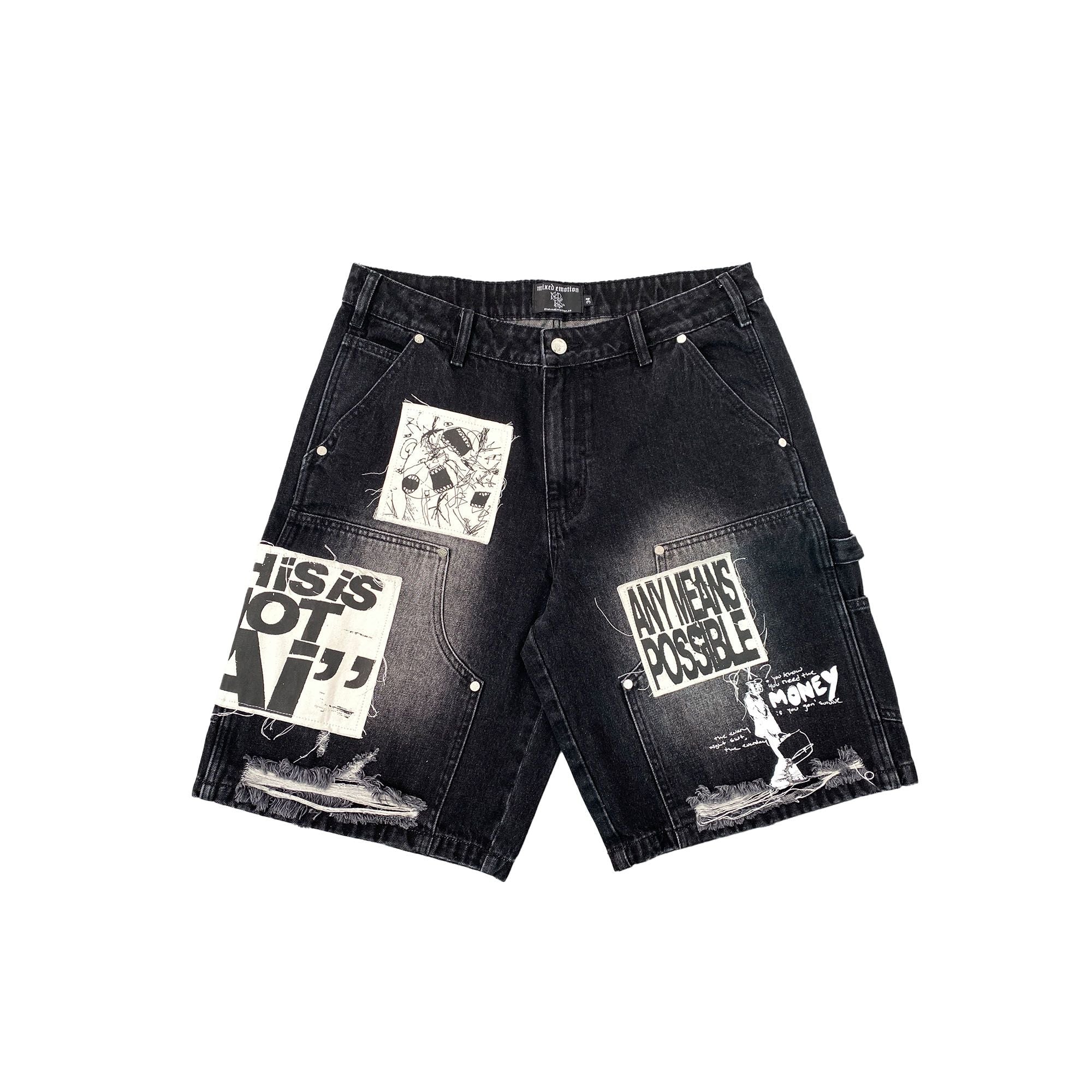 Mixed Emotions Denim Shorts “Ai” (Black)