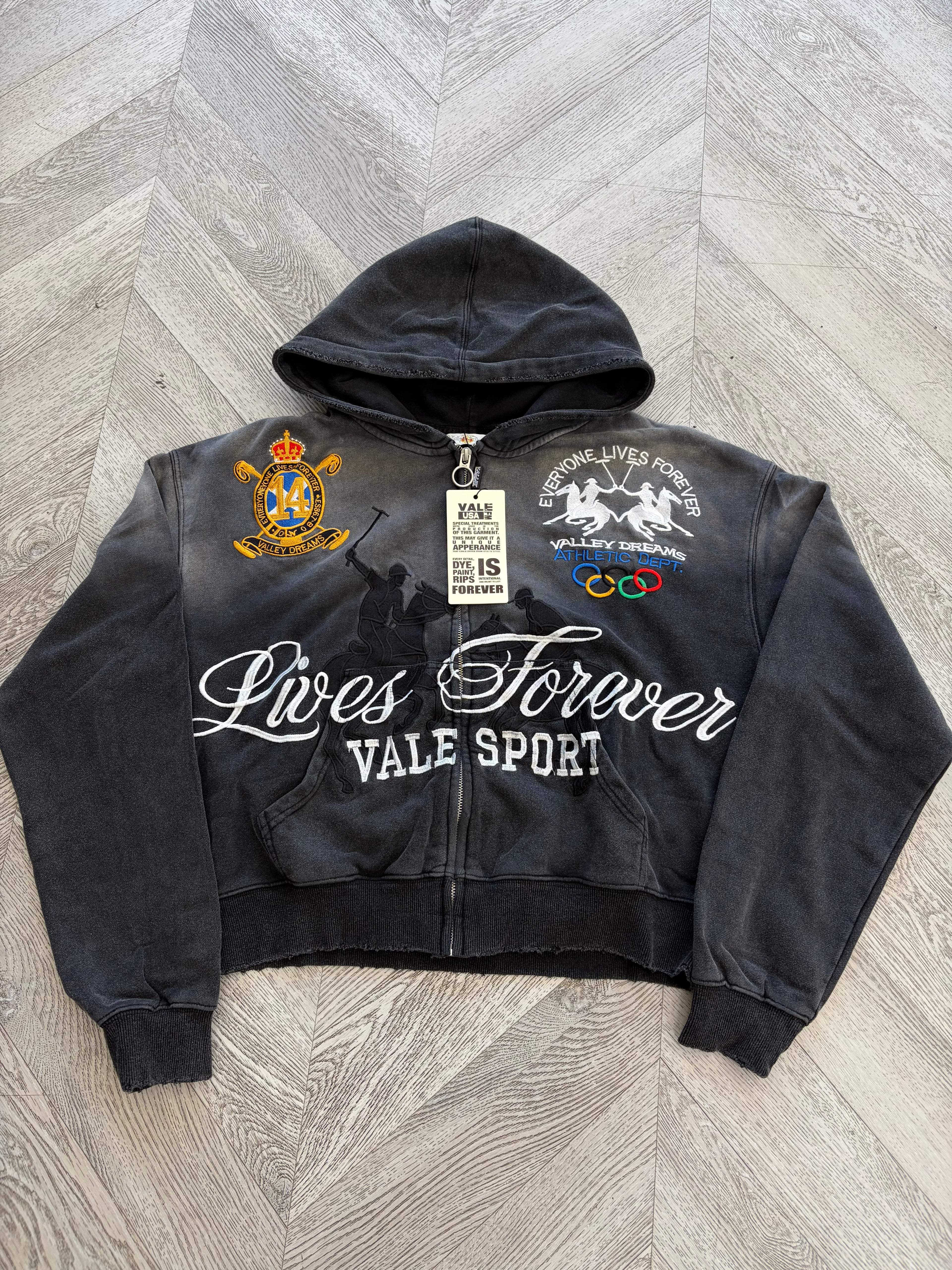 Vale Rockefeller Zip Up Hoodie Black