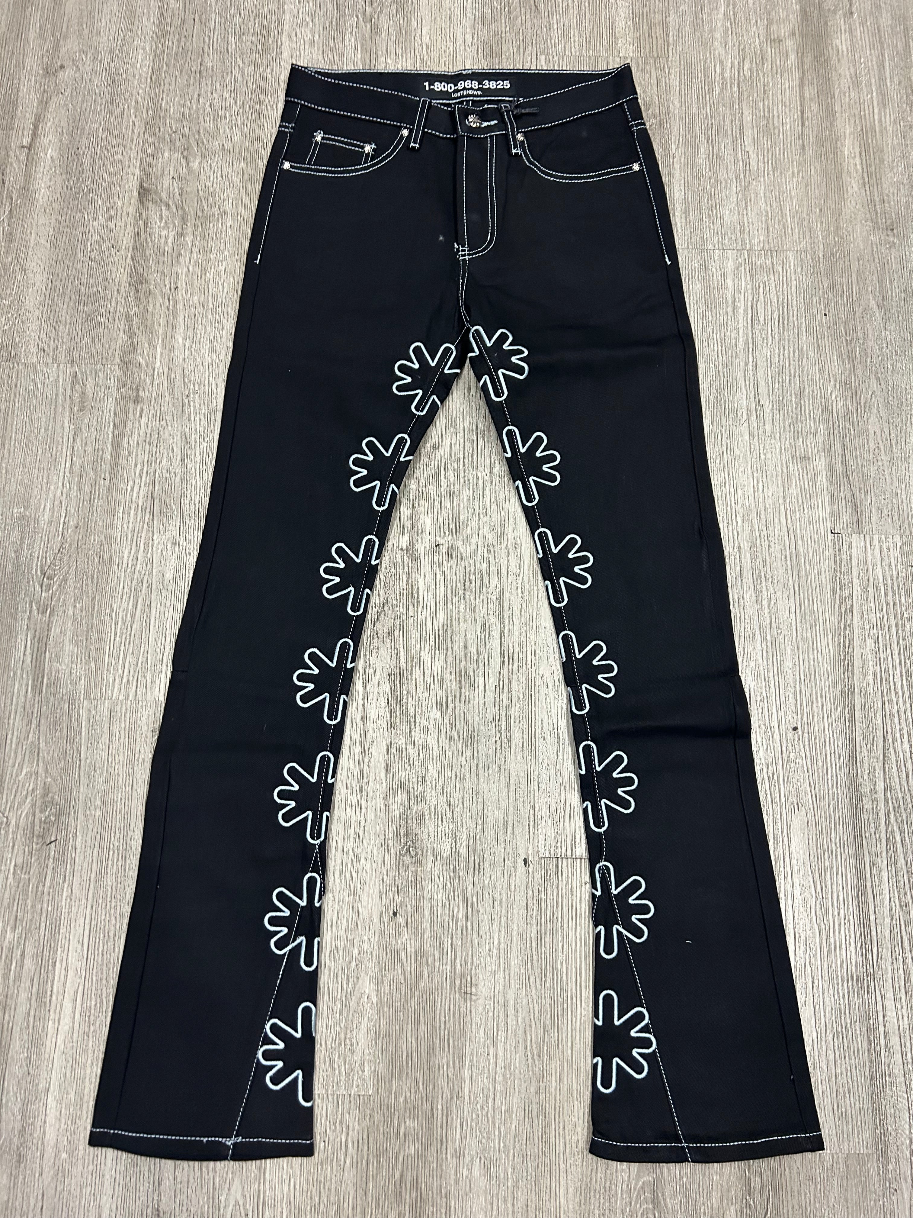 Lost Shdws jeans black/ light blue outline