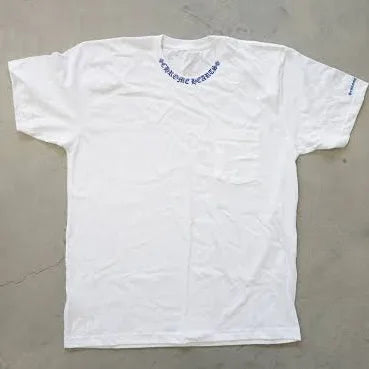 Chrome hearts neck logo tee (White/Blue)