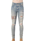 Amiri jeans Stitch logo light blue/ brown