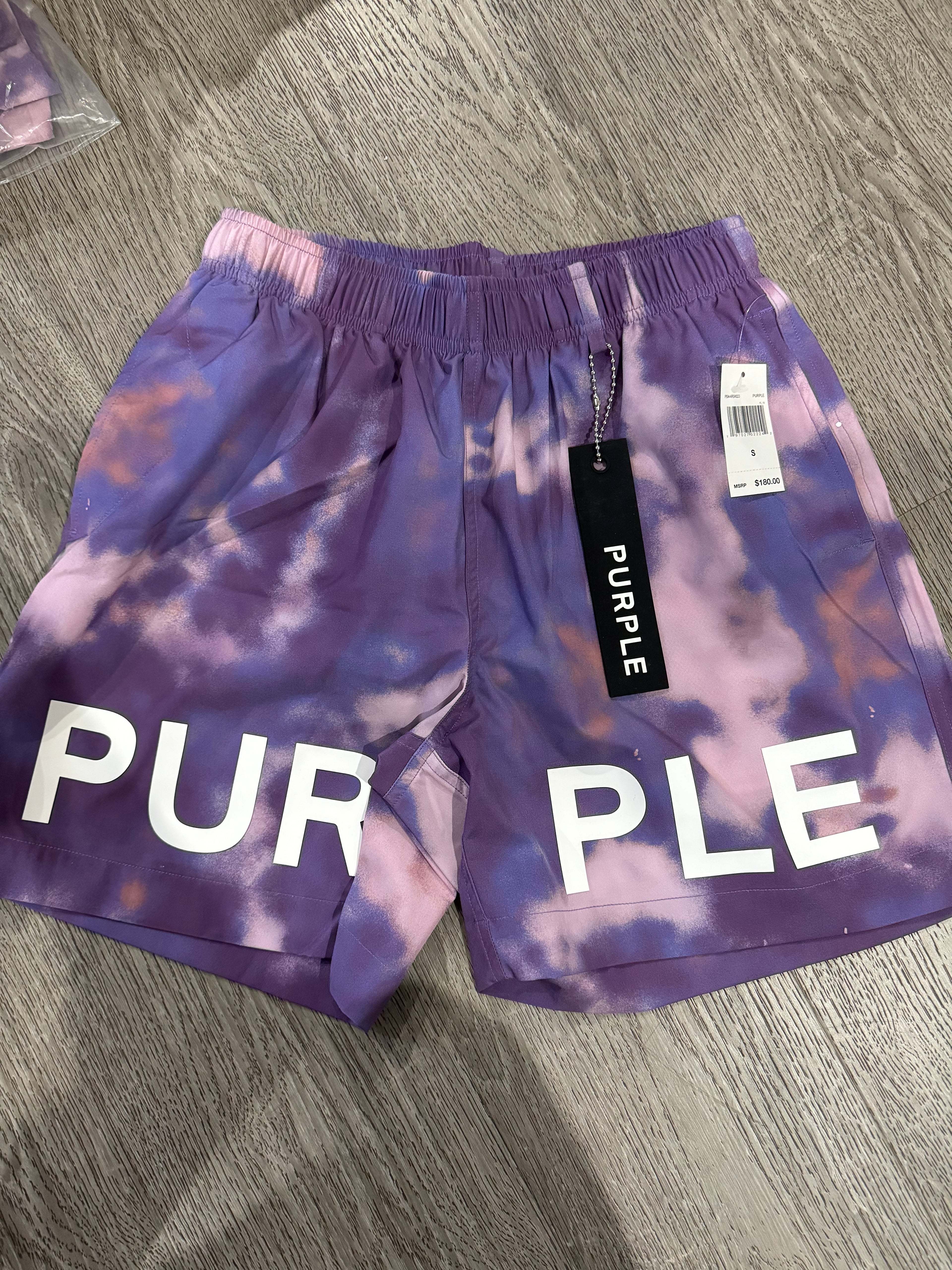 Purple brand shorts tie dye purple