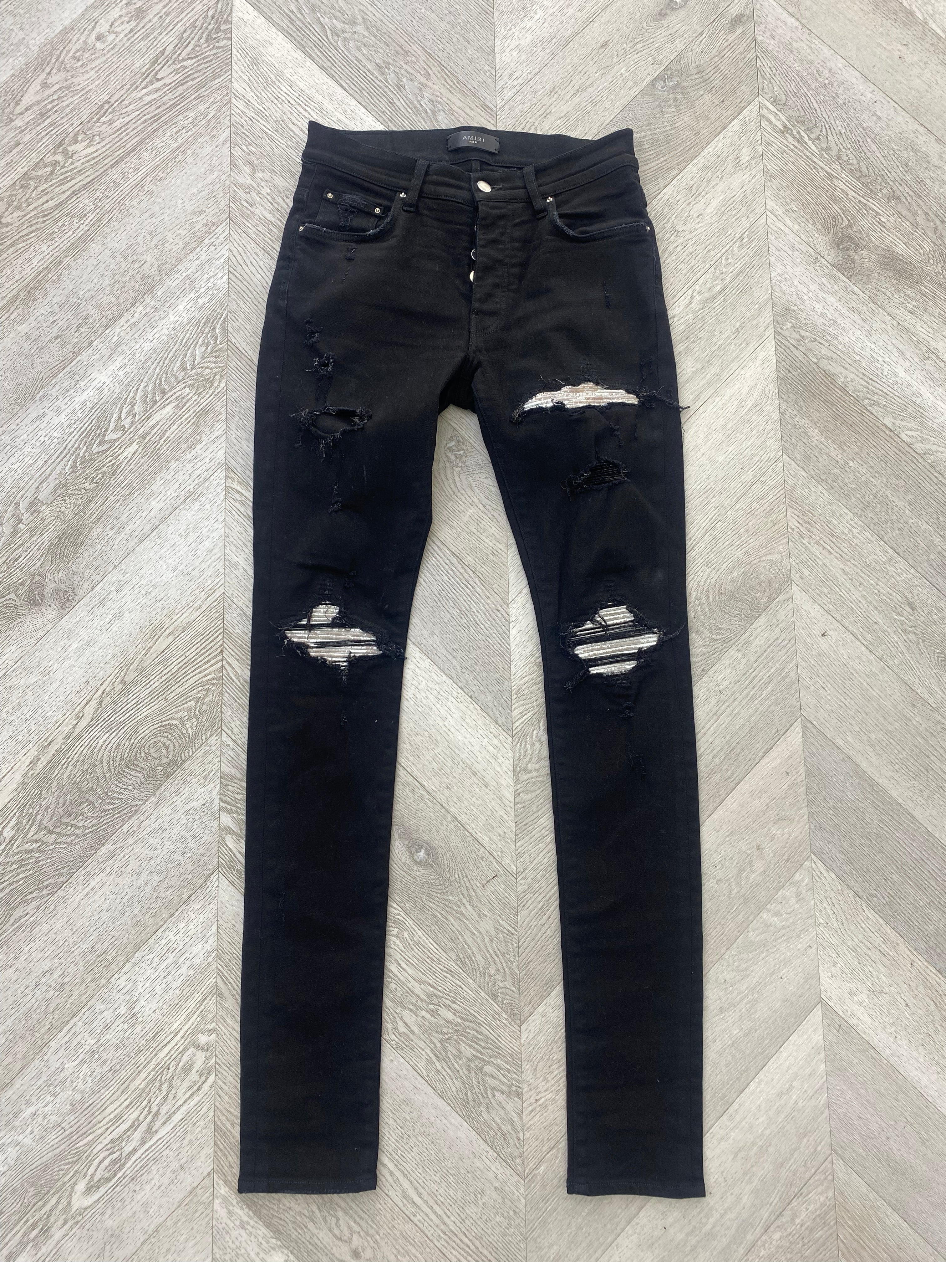 Amiri Mx1 jeans black/ white suede rips