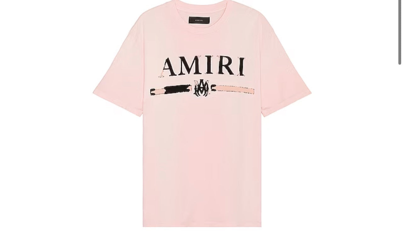 Amiri MA Bar Logo Tee Flocked (Pink)