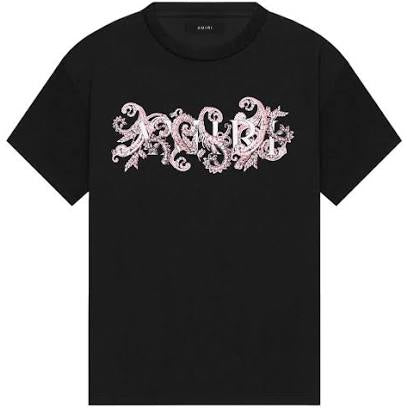 Amiri “Core Logo Paisley” Tee (Black/Red/Pink)