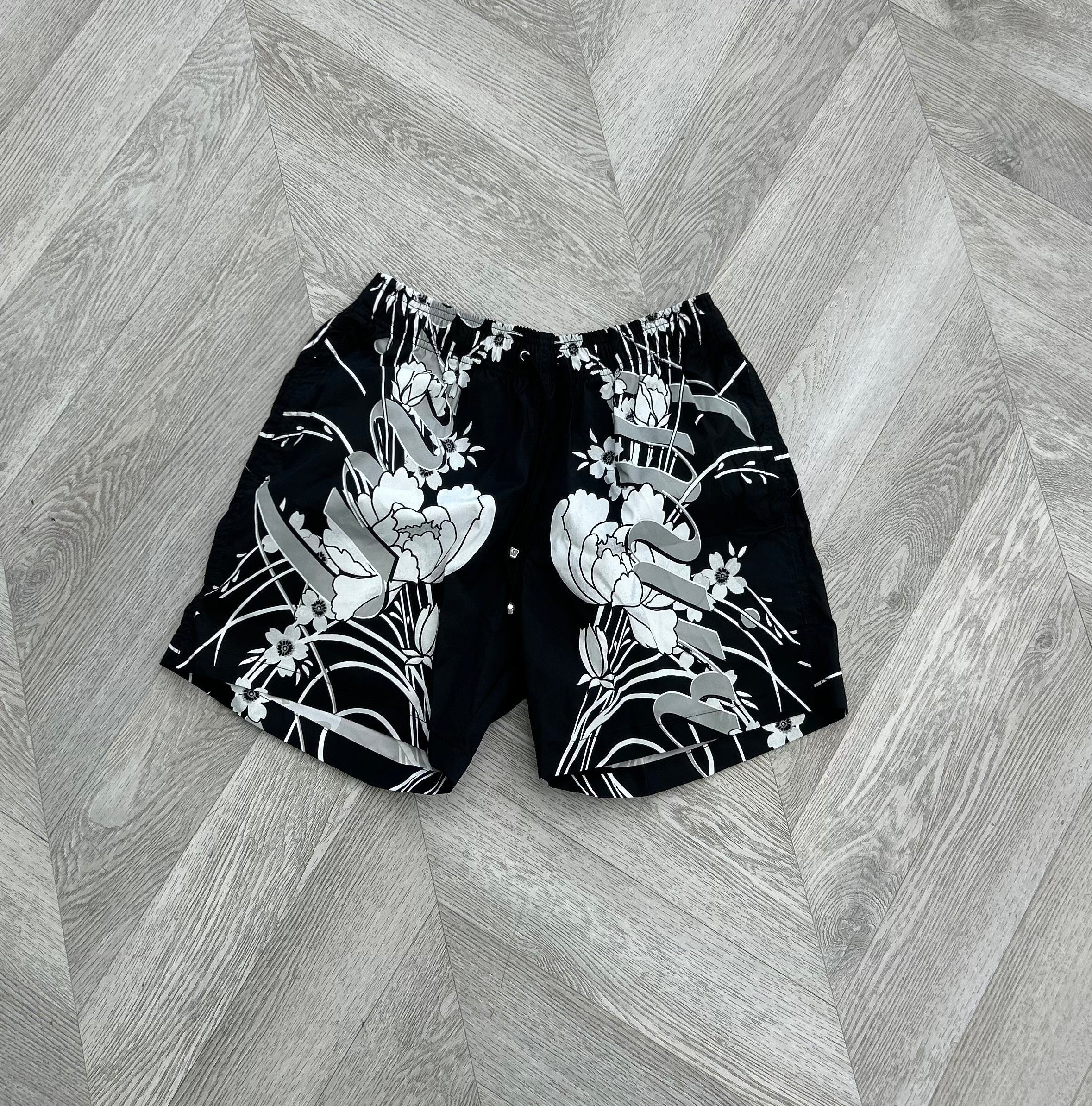 Amiri Swimtrunk flowers black/ white