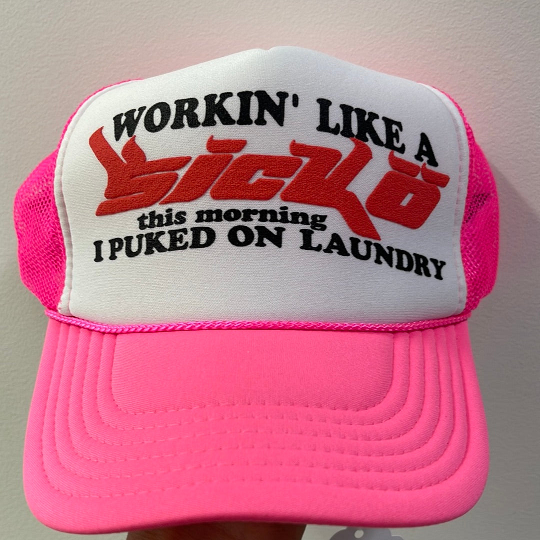 Sicko trucker hat neon pink/ white