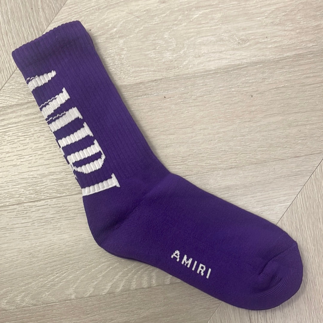 Amiri socks purple/ white logo
